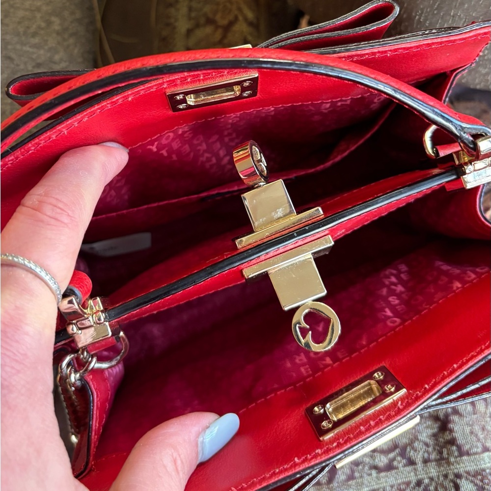 Authentic Kate Spade leather small kisslock 2 compartments Crosby /satchel - Picture 12 of 16